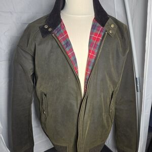 Men's Green Bomber Jacket with Plaid Interior